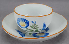 Meissen Marcolini Hand Painted Blue Morning Glory Tea Cup  Saucer C. 1774-1817