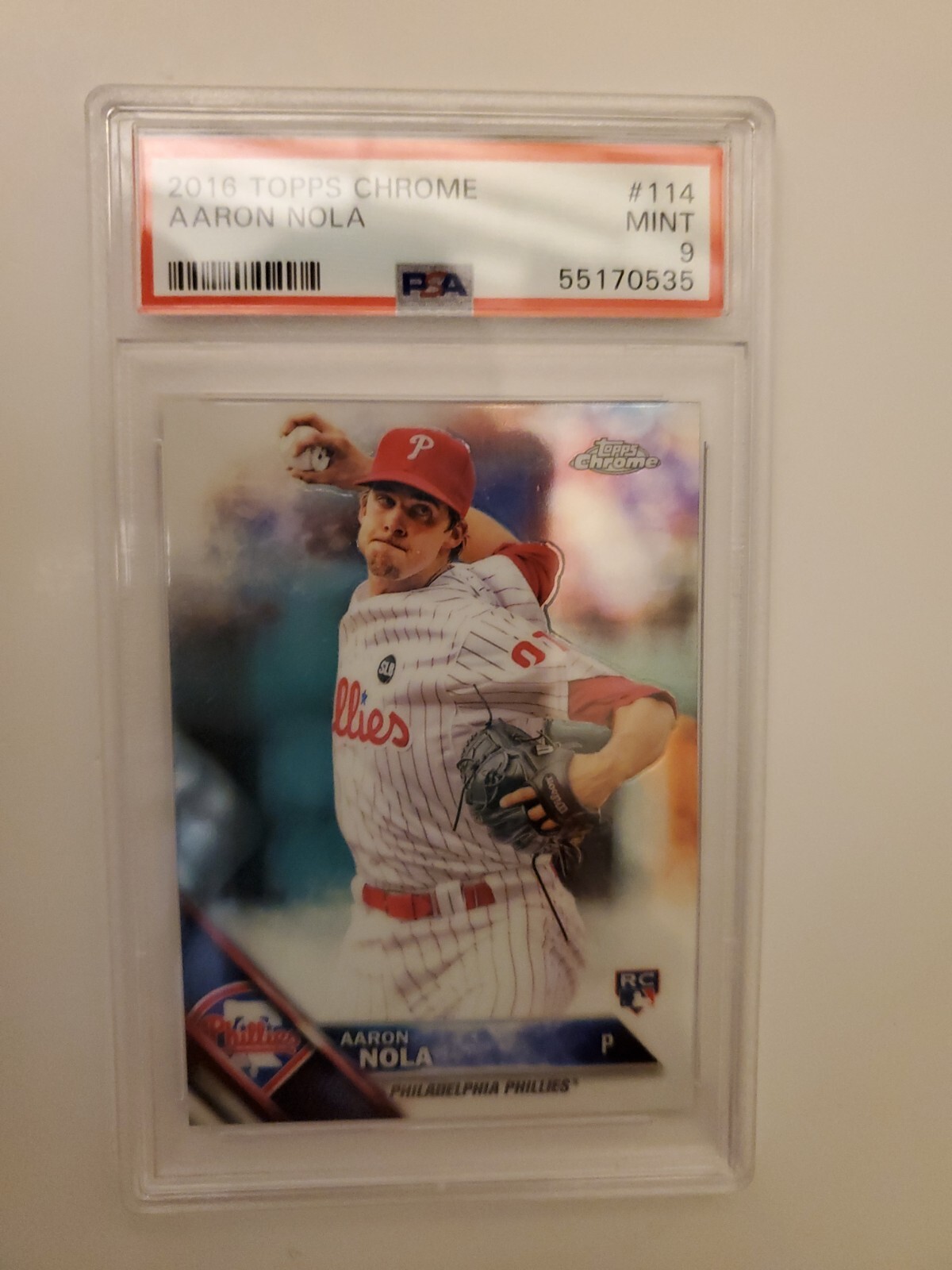 2016 Topps Chrome #114 Rookie Aaron Nola RC PSA 9 MINT Philadelphia Phillies