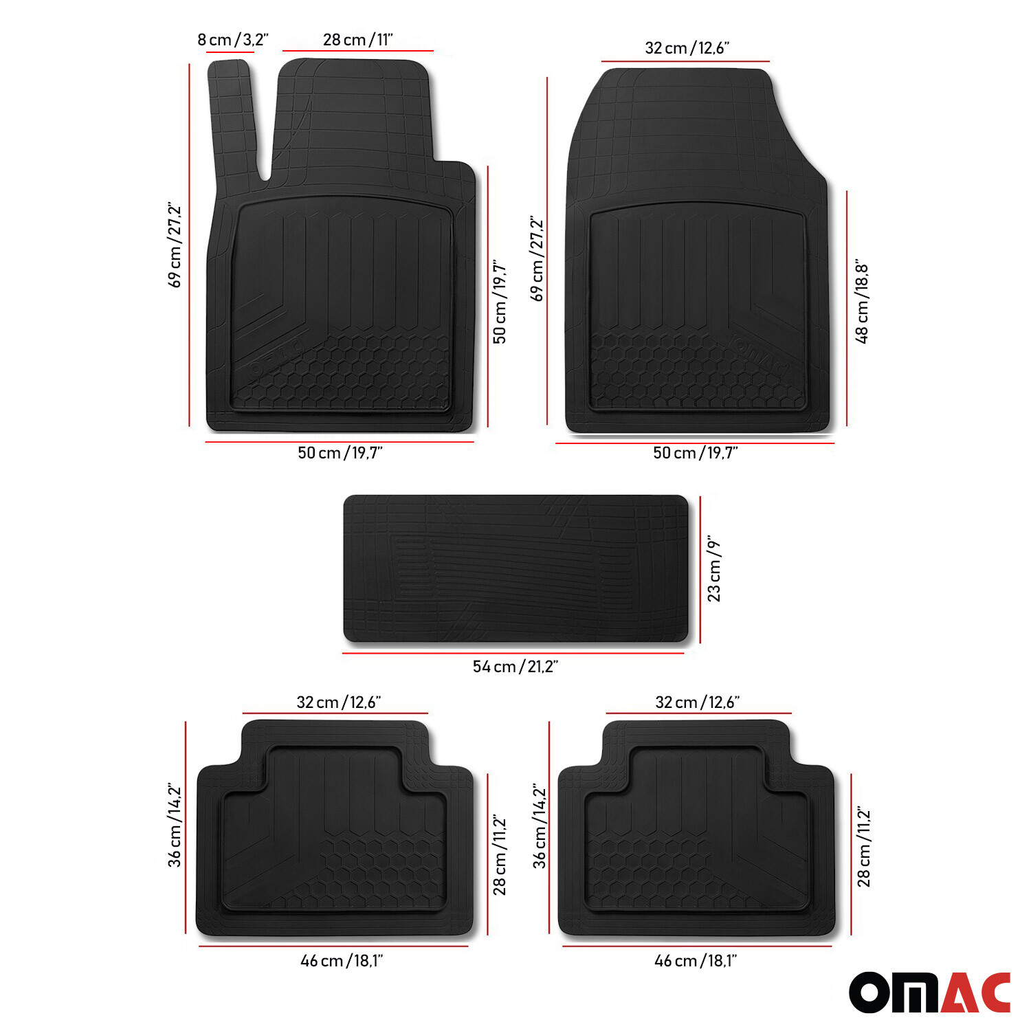 Floor Mats for Lincoln Aviator 3D All Weather Molded Rubber Liner Black