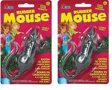 2 Realistic Full Size Fake Rubber Mouse - Lifelike Halloween Toy Fun Gag Gift