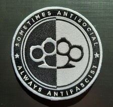 New Punk Cloth Sew on Patch Sometimes Antisocial, Always Antifascist 3.75" 