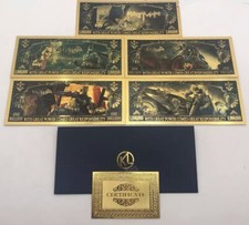 Collection 5 Billets Batman Joker Gold / Carte Card Or NEUF
