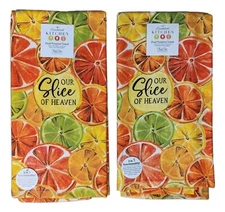 Set of 2 Zesty Citrus SLICE OF HEAVEN Terry Kitchen Towels by Kay Dee Designs