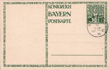 Königreich Bayern Postkarte mit Stempel WAGING -+Sk91