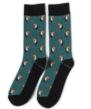 Green Stripes Toucan Socks Novelty Unisex 6-12 Crazy Fun SF71