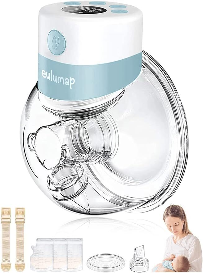 EULUMAP Wearable Electric Hands-Free Breast Pump in Mint-image