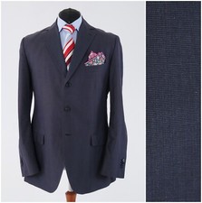 Mens MASSIMO DUTTI Sport Coat 42L US Size Navy Blue Wool Blazer Designer Jacket