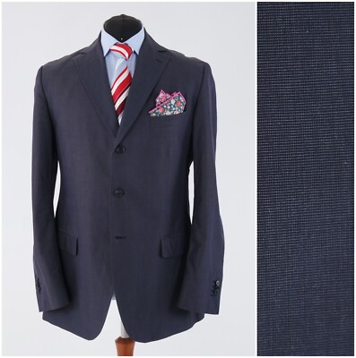 Mens MASSIMO DUTTI Sport Coat 42L US Size Navy Blue Wool Blazer Designer Jacket