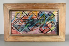 Vintage MCM Original Abstract Expressionism Art Painting Signed B. DESCH Framed