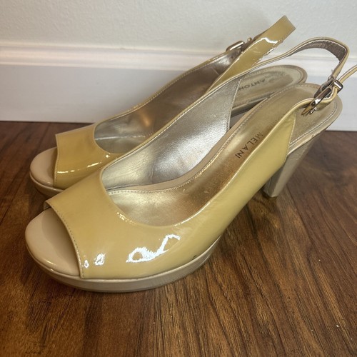 Antonio Melani Platform Slingback Heels Patton Leather 8.5 - Picture 3 of 11