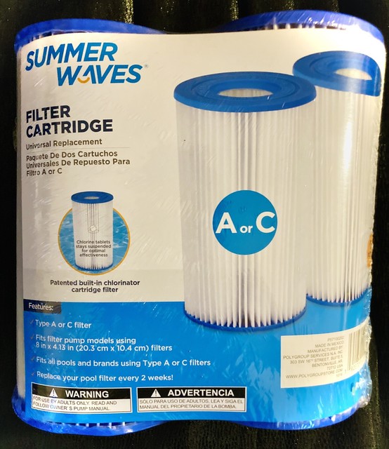 Summer Waves Type A/C Swimming Pool Pump Filter Cartridge Pack of 2