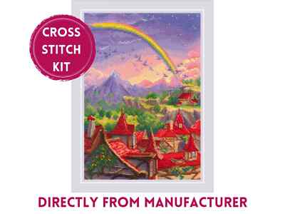 RIOLIS Counted cross stitch kit 2177 West Wind- Mountain Village & Rainbow View