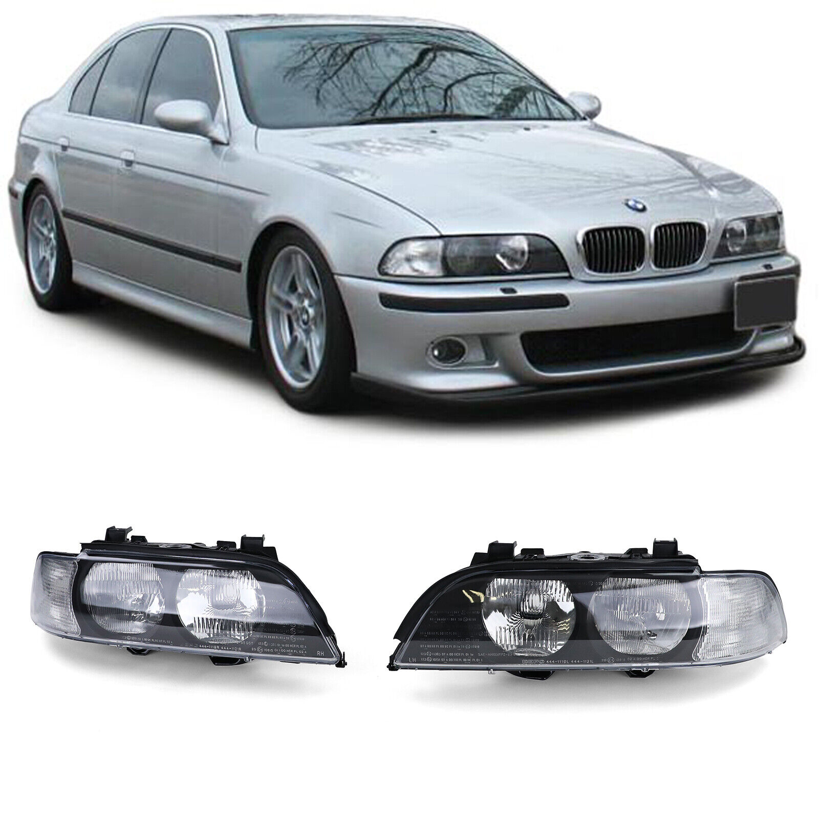 CLEAR HEADLIGHTS FOR BMW E39 5 SERIES 9/1995 - 8/2000 MODEL HALOGEN