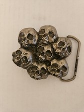 Vintage 70's Skeleton  Skulls Belt Buckle- Free Shipping
