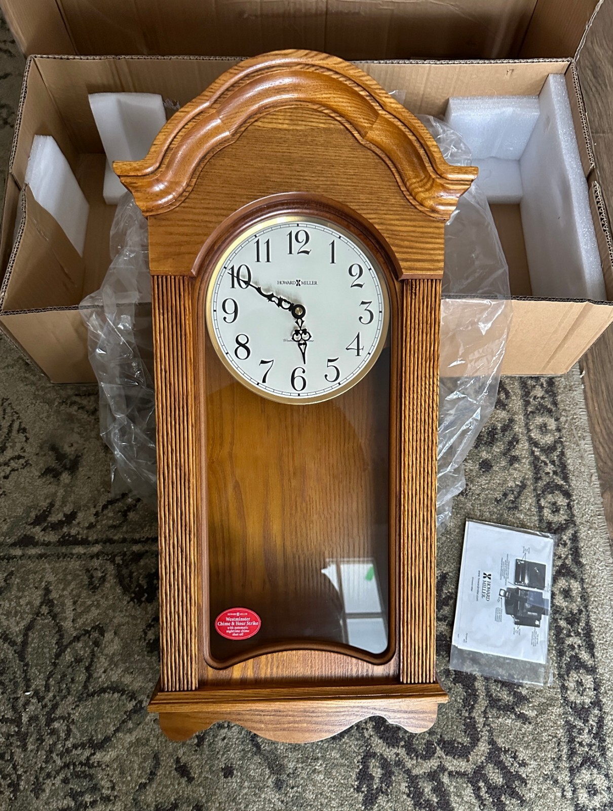 Howard Miller 625467 JAYLA Quartz Oak Chiming Wall Clock, Legacy Oak