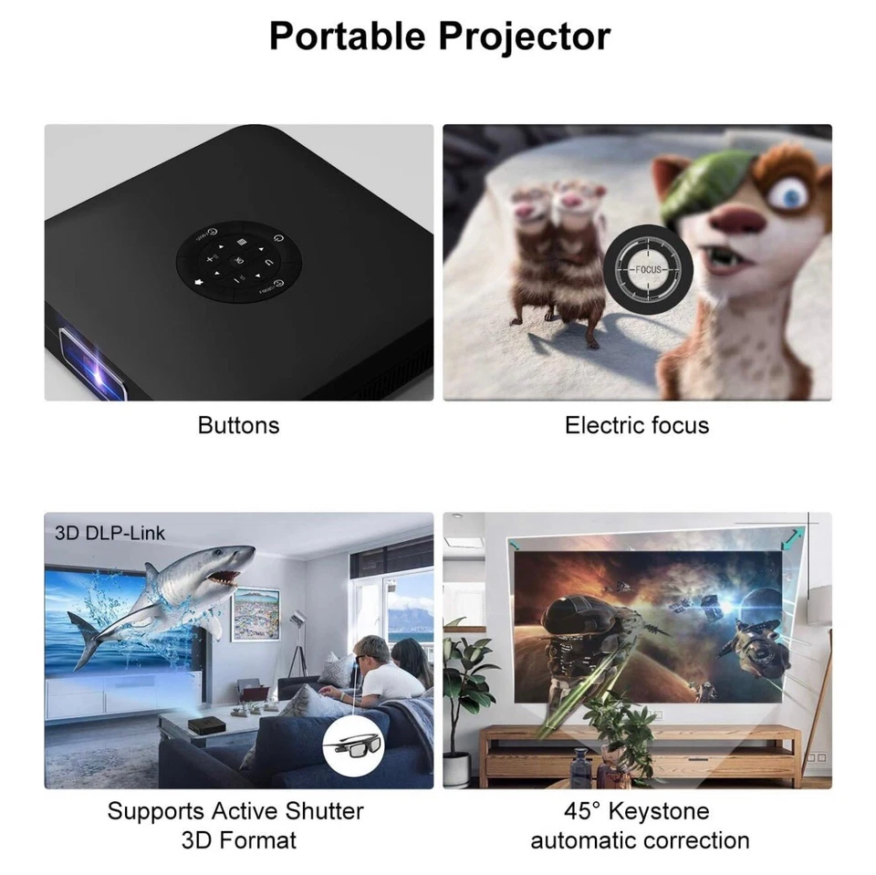 Portable Projector 400 Ansi Lumens Andriod 7.1 100 inch Picture DLP Projector - Image 3 of 4