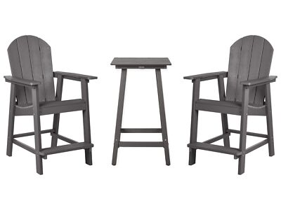 Modernes Muskoka Balkonset in Dunkelgrau 3-teilig Tisch mit Stühlen Adirondack