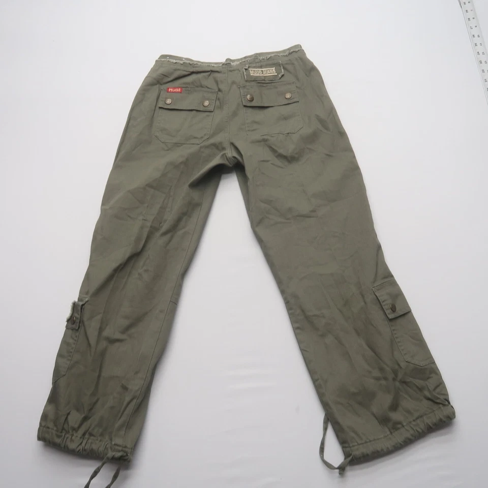 Pantalones Mudd Para Mujer Y2K Talla 3 Verde Carga Cortos tiro Medio Ejército Pierna Recta Logo Foto 3 de 4