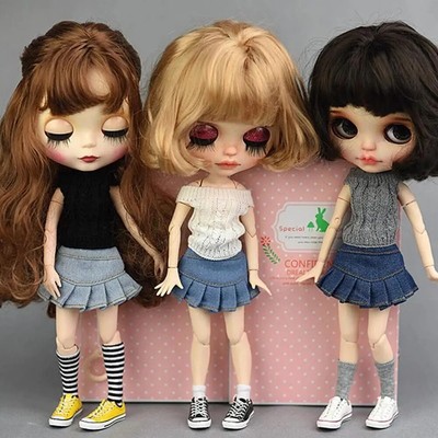 New Design Fashion Blythe Clothes Outfit Tops Sweater and Jeans Skirt Dress.