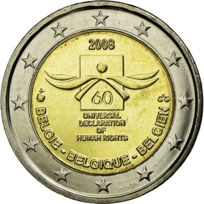 [#586900] Belgique, 2 Euro, Universal Declaration of Human Rights, 2008, SUP, Bi - Photo 1/2