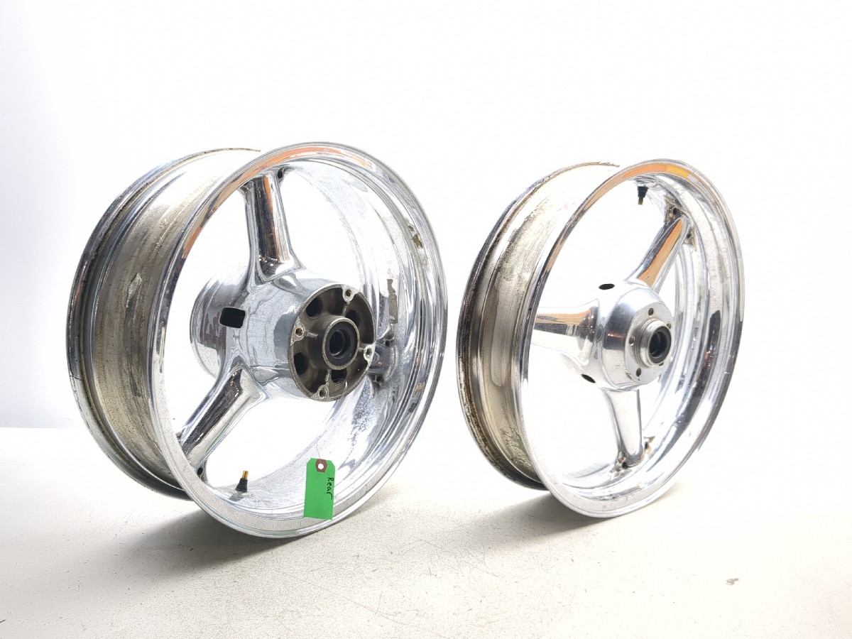 00-02 Kawasaki Ninja ZX6R ZX6 Chrome Wheel Rim STRAIGHT Set Pair
