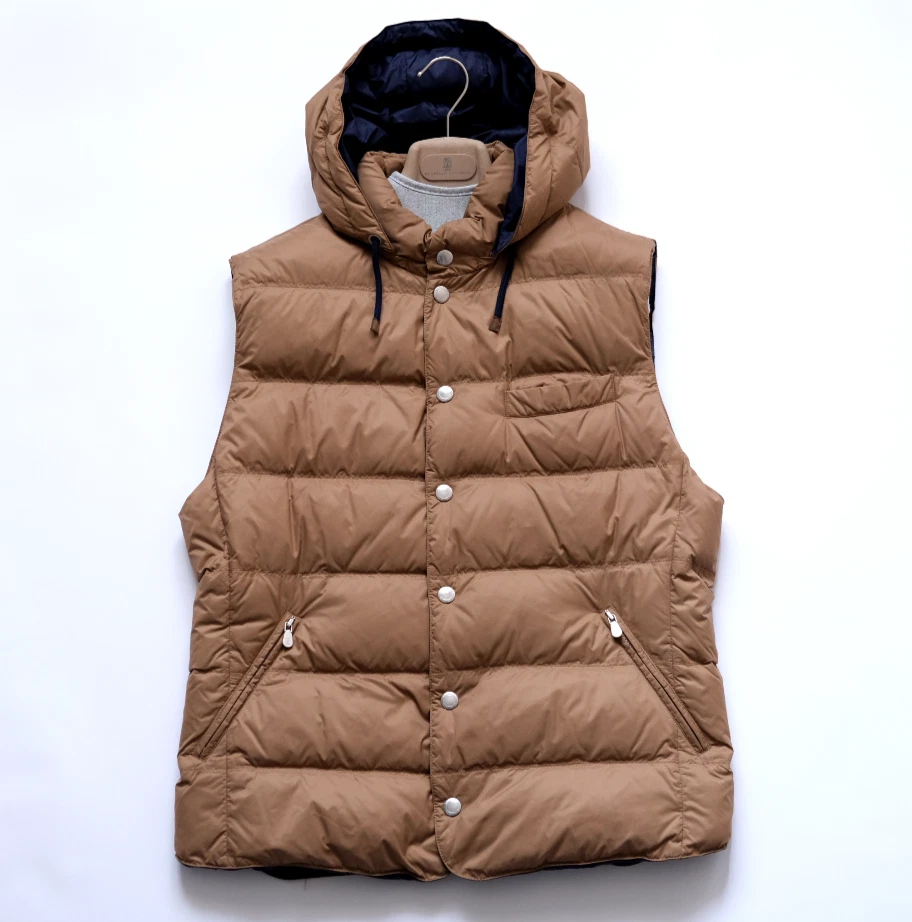 BRUNELLO CUCINELLI Chaleco de Plumón Chaqueta con Capucha Desmontable Sudadera con Capucha Para Hombre Talla L M Foto 2 de 4