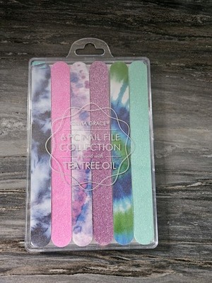 OLIVIA GRACE 6 Piece Nail File Collection Infused With Tea Tree Oil New 3/4x7  