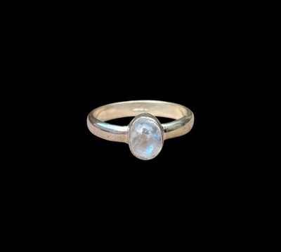 Solid 925 Sterling Silver Natural Rainbow Moonstone Ring Jewellery S US 6 VJ-565
