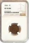 1866 Indian Head Small Cent XF 45 BN BGC 1C