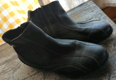 ECCO Men's Side Zip Black Ankle Boots Leather EU 42 Casual US 8.5 Gore Tex