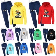 Kids World Book Day DOG MAN Casual Tracksuit Set Hoodie Top Pants Suit Outfits