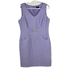 Tahari Arthur S Levine NWT JENNIE Lilac White Sheath Dress Career Wear Size 14