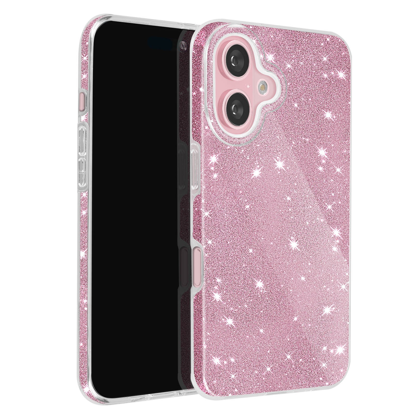 Coque iPhone 16 pailletée rose clair idéale pour vos soirées et sorties