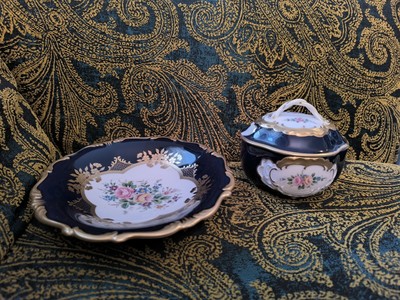 Elegantes Set Lindner Porzellan Handarbeit Residenz Cobalt 49SR Manufaktur Serie