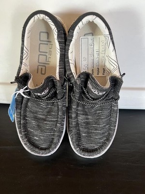 Hey Dude s Walley Youth Y-3 L-4 Stretch Black Brand New No Box