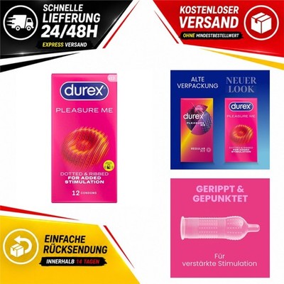Durex Pleasure Me Kondome 12 Stück gerippt & gepunktet Latex 56 mm