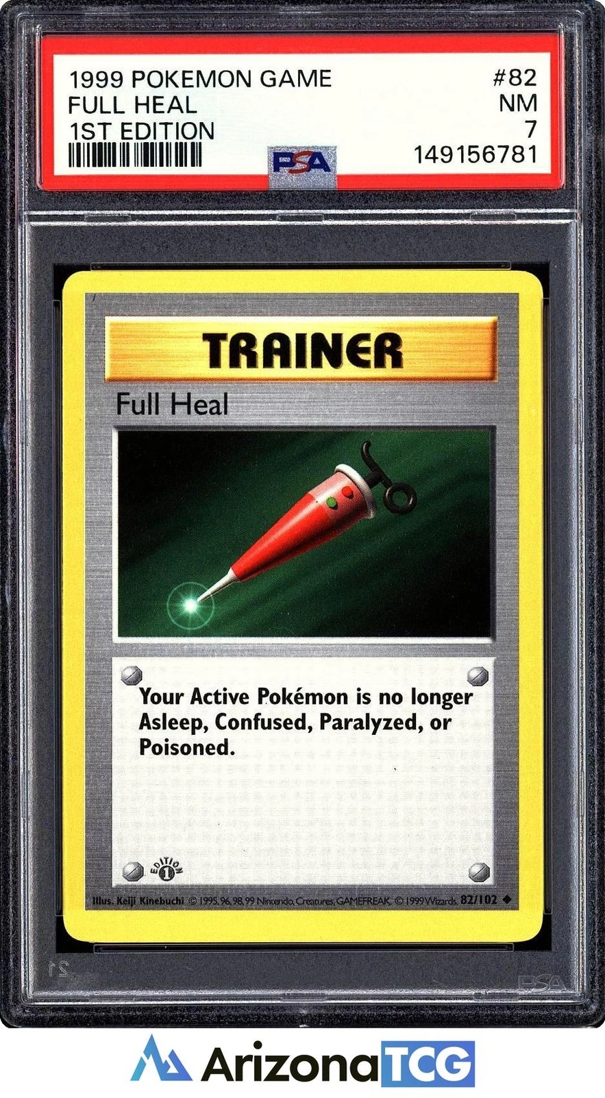 Pokemon 1999 Full Heal 82/102 1st Edition Base Set PSA 7
