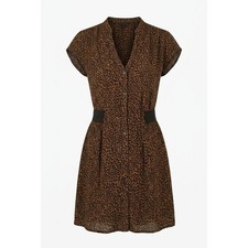 Guess Los Angeles Womens Leopard Print Button Mini Dress Brown Black Size M