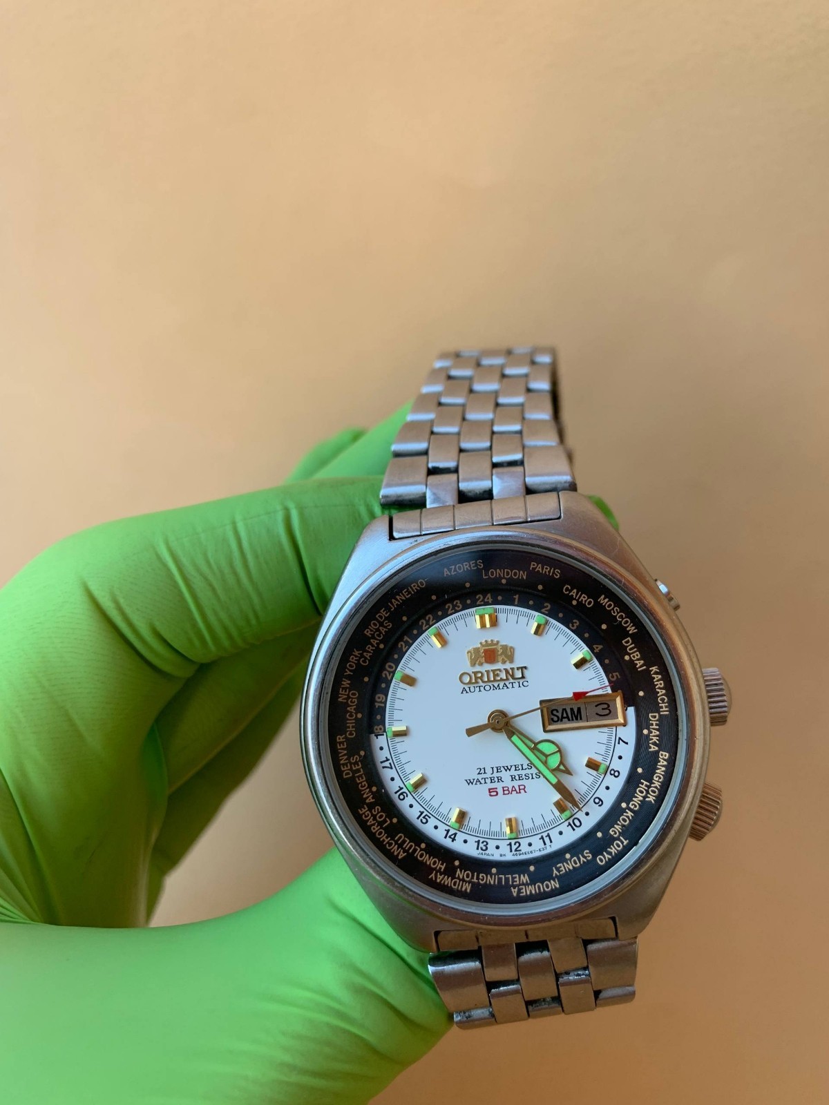 Orient Automatic World Time Day-Date 21 Jewels Me… - image 2