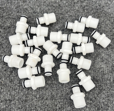 Lot Of 23 Link Tech 40AC-PB2-06 Straight Male Non-valved 3/8  HB Natural Acetal