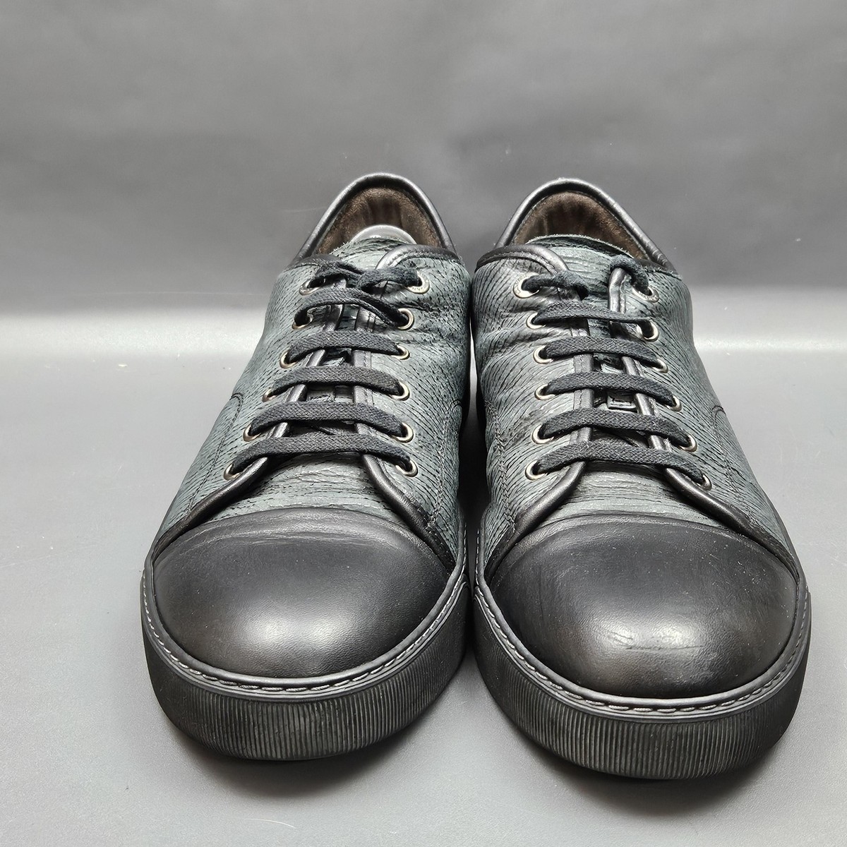 Lanvin Dbb1 Shoes Mens 11 Black Leather Low Top Casual Minimal 