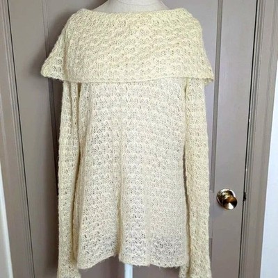 Mohair Sweater Wool Cowl Neck Tapemeasure Shoulder Anthropologie XL