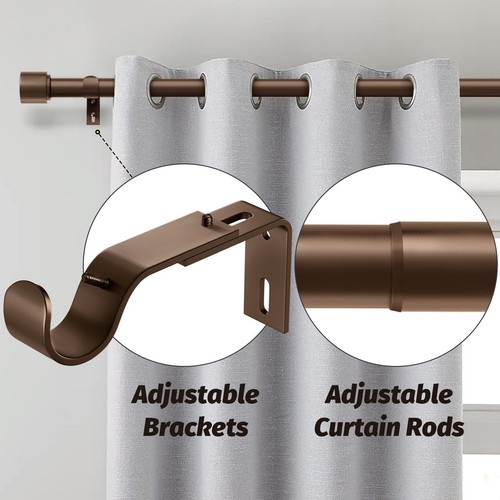 GEEBOBO Bronze Curtain Rods for Windows 48 to 84 Inch, 1 Inch Adjustable Heav... - Picture 2 of 7