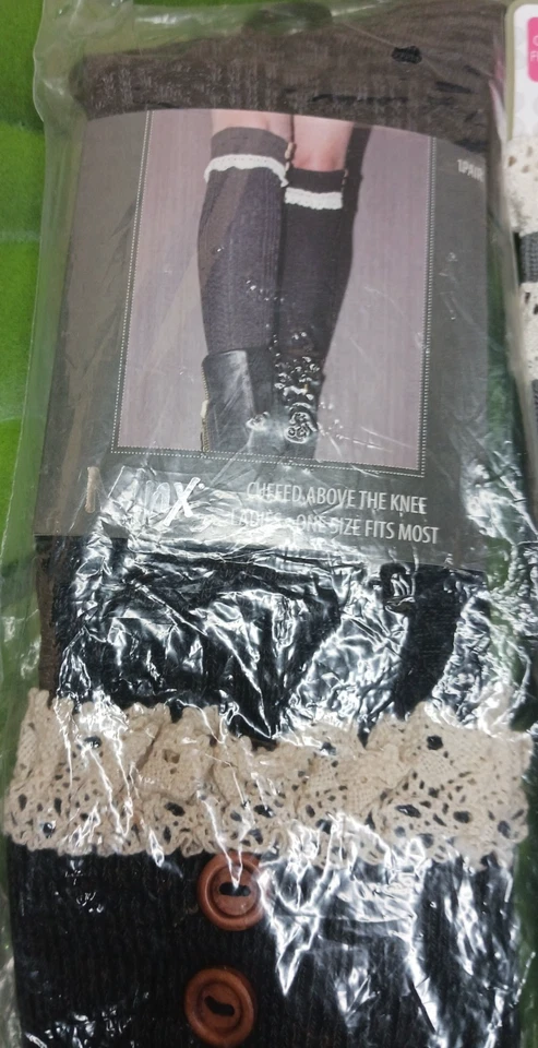 NUEVO ~ Lote de 3 ~ MINX y La De Da ~ Topper de botas de punto y encaje x2 y calcetín de rodilla Foto 2 de 4