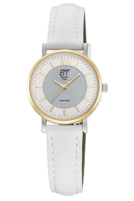 ETT ECO TECH TIME Solaruhr für Damen mit Lederband Weiß ELS-12163-41L