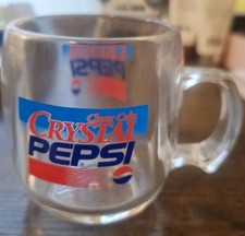 Vintage 1992-1993 Clear Cola Crystal Pepsi Clear Plastic Handled Mug