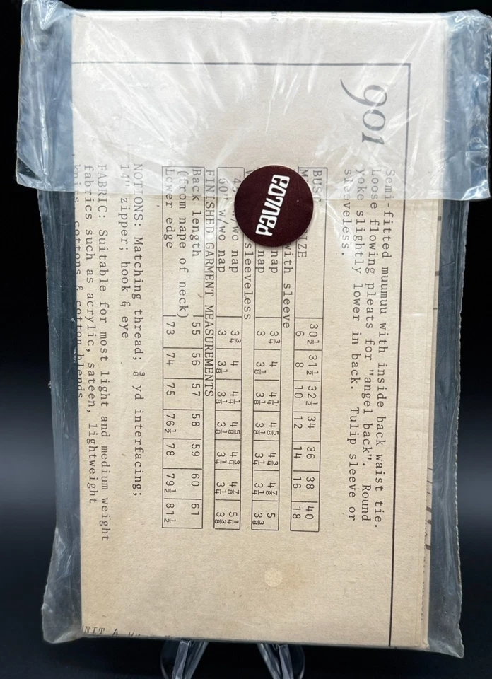 Vtg Kekahi Hawaiian MuuMuu Sewing Pattern 901 A Long SZ 6-18 Uncut w/Back Panel - Image 2 of 3