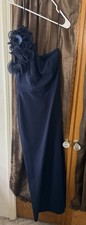 Xscape Marianna Navy One Shoulder Scuba Crepe Gown Size 8 Worn Once