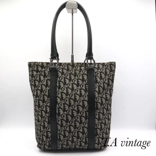 Sac fourre tout toile trotteur Christian Dior logo quincaillerie argenté vintage du Japon