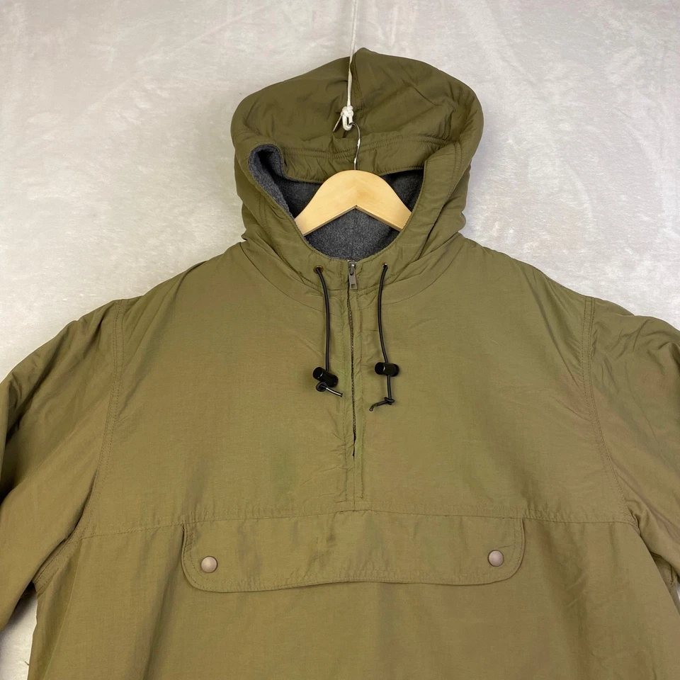 J.CREW Oarsman Men's Olive Green Anorak Pullover Jacket Hooded Quarter Zip - Image 2 of 4